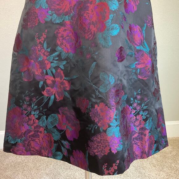 Adrianna Papell Floral Print Fit and Flare Mini Cocktail Dress Black Size 8 - Picture 8 of 12